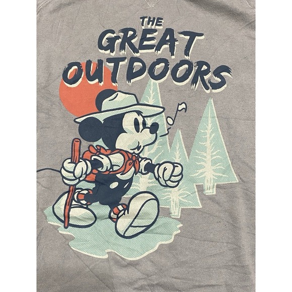 Disney Tops - Disney Mickey Mouse The Great Outdoors Hiking Graphic Sweatshirt Grey XL